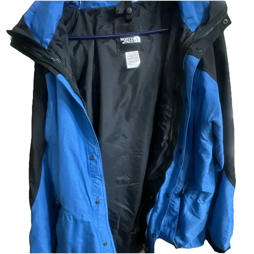 The North Face HyVent Hooded Rain Jacket Mens XL Blue Black Waterproof Coat